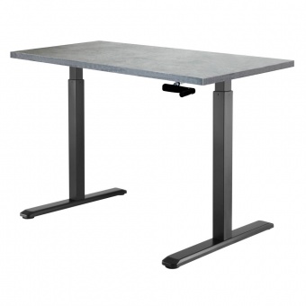  Регулируемый стол с механическим приводом Manual Desk каркас черный столешница Бетон Чикаго светло-серый 36 мм