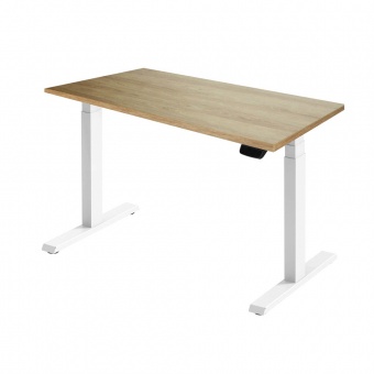  Регулируемый стол с механическим приводом Manual Desk каркас белый столешница Дуб натуральный 36 мм