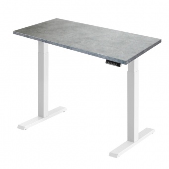 Стол регулируемый Ergosmart Electric Desk Compact каркас белый, столешница Бетон Чикаго светло-серый 36 мм