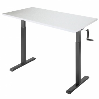 Cтол регулируемый Manual Desk Compact каркас черный, столешница белый 18мм