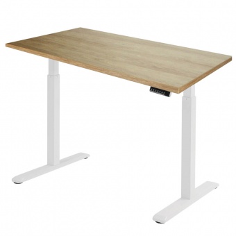 Стол для работы сидя стоя Ergosmart Electric Desk S03-22D каркас белый , столешница Дуб натуральный 36 мм