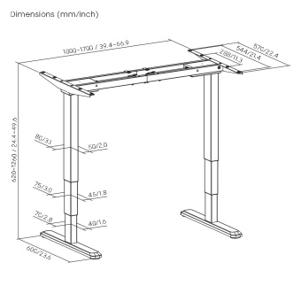 Unique Ergo Desk размеры