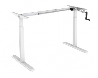  Регулируемый стол с механическим приводом Manual Desk, каркас  белый, столешница  белая 18 мм