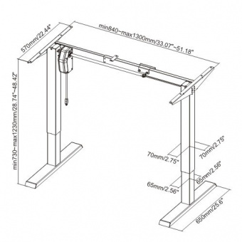 Регулируемый стол Ergosmart Electric Desk Compact чертеж