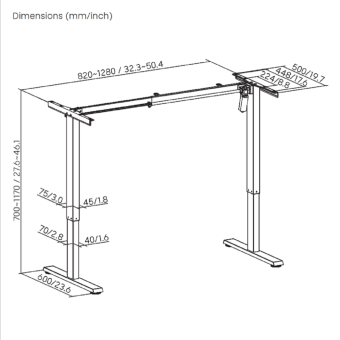 Electric Desk Slim чертеж